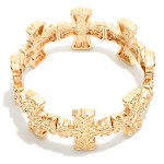 Wholesale metal Baroque Plus Crosses Stretch Bracelet D