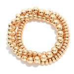 Wholesale set Three Metal Stretch Bracelets Disk Beads D
