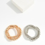 Wholesale set Three Metal Stretch Bracelets Disk Beads D