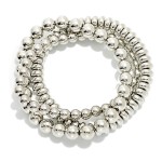 Wholesale set Three Metal Stretch Bracelets Disk Beads D
