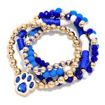 Wholesale set Five Multi Bead Beaded Stretch Bracelets Rhinestone Enamel Paw Pri