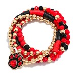 Wholesale set Five Multi Bead Beaded Stretch Bracelets Rhinestone Enamel Paw Pri
