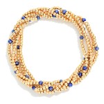 Wholesale set Five Metal Petite Faceted Bead Beaded Stretch Bracelets D