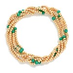 Wholesale set Five Metal Petite Faceted Bead Beaded Stretch Bracelets D