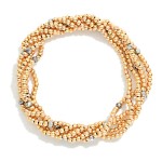 Wholesale set Metal Petite Bead Faceted Bead Beaded Stretch Bracelets D