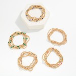 Wholesale set Metal Petite Bead Faceted Bead Beaded Stretch Bracelets D