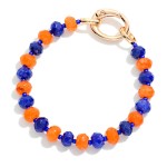 Wholesale game Day Faceted Bead Stretch Bracelet Metal Oval Clasp D