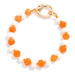 Wholesale game Day Faceted Bead Stretch Bracelet Metal Oval Clasp D