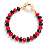 Wholesale game Day Faceted Bead Stretch Bracelet Metal Oval Clasp D