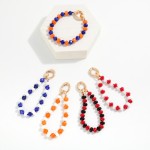 Wholesale game Day Faceted Bead Stretch Bracelet Metal Oval Clasp D