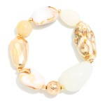 Wholesale chunky Beaded Bracelet Faceted Metal Tones Marbled Acetate Beads D