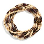 Wholesale set Six Metal Speckled Acrylic Long Oval Beaded Bracelets D