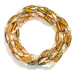 Wholesale set Six Metal Speckled Acrylic Long Oval Beaded Bracelets D