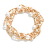 Wholesale set Metal Bead Pearl Beaded Bracelets D