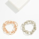 Wholesale set Metal Bead Pearl Beaded Bracelets D