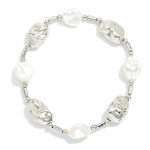 Wholesale baroque Pearl Metal Nugget Beaded Bracelet D