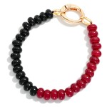 Wholesale two Game Day Beaded Bracelet Metal Oval Clasp D