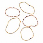 Wholesale set Five Game Day Beaded Stretch Bracelets Pearl Details D