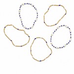 Wholesale set Five Game Day Beaded Stretch Bracelets Pearl Details D