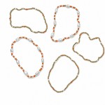 Wholesale set Five Game Day Beaded Stretch Bracelets Pearl Details D