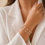 Wholesale set Five Game Day Beaded Stretch Bracelets Pearl Details D
