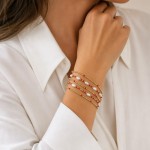 Wholesale set Five Game Day Beaded Stretch Bracelets Pearl Details D