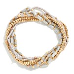 Wholesale set Petite Bead Beaded Stretch Bracelets Metal Tones Heishi Beads Cyli