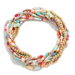 Wholesale set Petite Bead Beaded Stretch Bracelets Metal Tones Heishi Beads Cyli