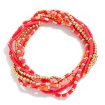 Wholesale set Petite Bead Beaded Stretch Bracelets Metal Tones Heishi Beads Cyli