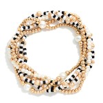 Wholesale set Gameday Beaded Stretch Bracelets Heishi Beads Pearls Metal Tones D
