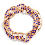 Wholesale set Gameday Beaded Stretch Bracelets Heishi Beads Pearls Metal Tones D