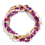 Wholesale set Gameday Beaded Stretch Bracelets Heishi Beads Pearls Metal Tones D