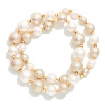 Wholesale set Two Textured Metallic Beaded Stretch Bracelets D