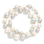 Wholesale set Two Textured Metallic Beaded Stretch Bracelets D
