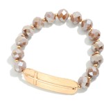 Wholesale faceted Bead Beaded Stretch Bracelet Metal East West Cross D