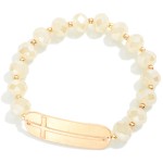 Wholesale faceted Bead Beaded Stretch Bracelet Metal East West Cross D