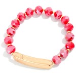 Wholesale faceted Bead Beaded Stretch Bracelet Metal East West Cross D