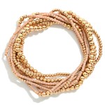 Wholesale set Heishi Bead Metal Beaded Stretch Bracelets D