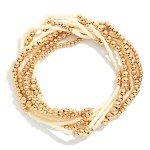 Wholesale set Heishi Bead Metal Beaded Stretch Bracelets D