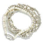 Wholesale set Textured Metal Pearl Bead Beaded Stretch Bracelets Glass Crystal D