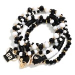 Wholesale set Five Game Day Beaded Stretch Bracelets Enamel Football Details D