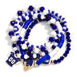 Wholesale set Five Game Day Beaded Stretch Bracelets Enamel Football Details D