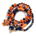 Wholesale set Five Game Day Beaded Stretch Bracelets Enamel Football Details D