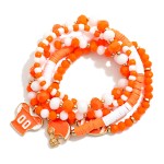 Wholesale set Five Game Day Beaded Stretch Bracelets Enamel Football Details D