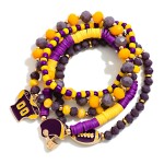 Wholesale set Five Game Day Beaded Stretch Bracelets Enamel Football Details D