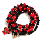 Wholesale set Five Game Day Beaded Stretch Bracelets Enamel Football Details D