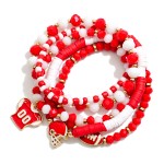 Wholesale set Five Game Day Beaded Stretch Bracelets Enamel Football Details D