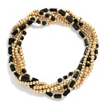 Wholesale set Metal Petite Bead Cylinder Bead Beaded Stretch Bracelets D