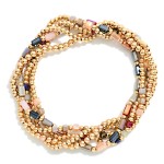 Wholesale set Metal Petite Bead Cylinder Bead Beaded Stretch Bracelets D