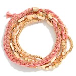 Wholesale set Metal Bead Braided String Stretch Bracelets D